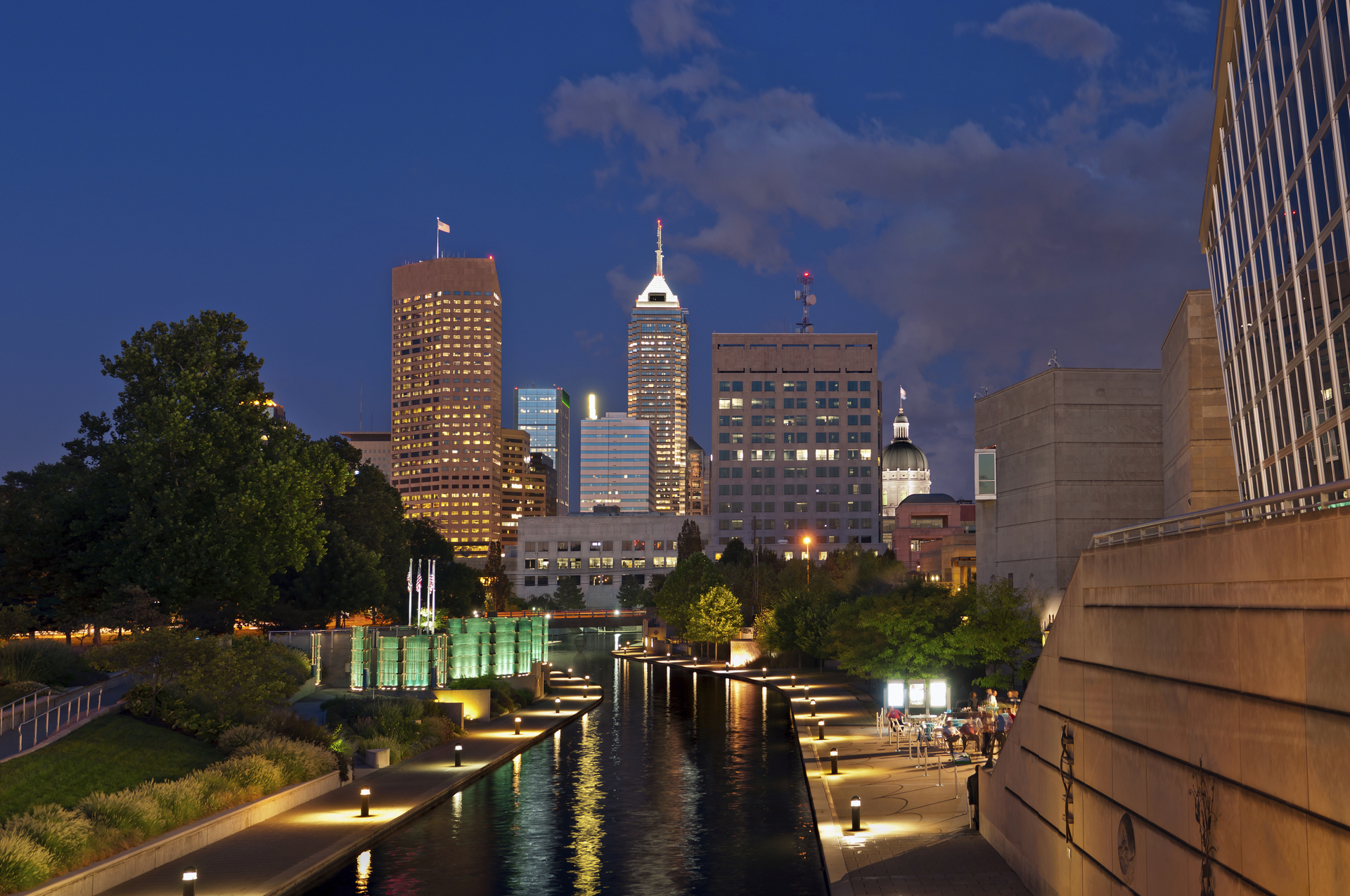 Downtown Indianapolis Canal view at night
